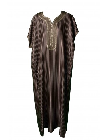 Djellaba pour homme marron à fines rayures