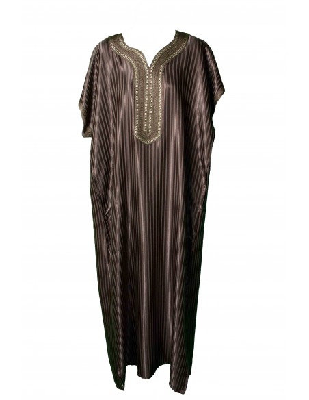 Djellaba pour homme marron à fines rayures