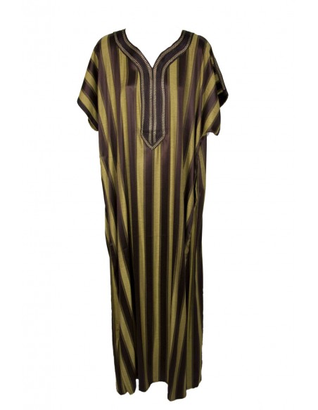 Men's djellaba with black and gold stripes