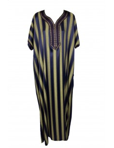 Men's djellaba with navy and gold stripes, model A