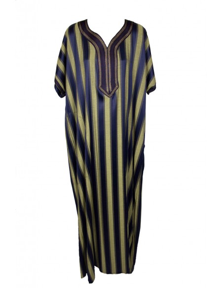 Men's djellaba with navy and gold stripes, model A