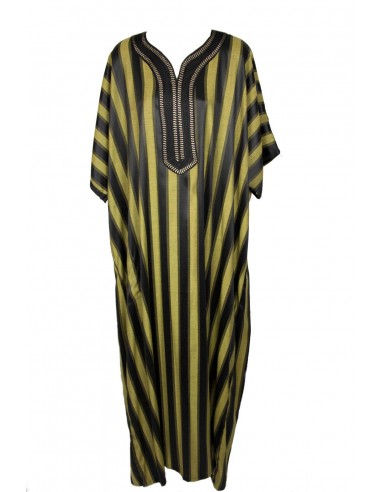 Men's djellaba with navy and gold stripes, model B