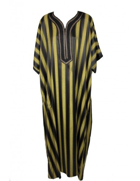Men's djellaba with navy and gold stripes, model B