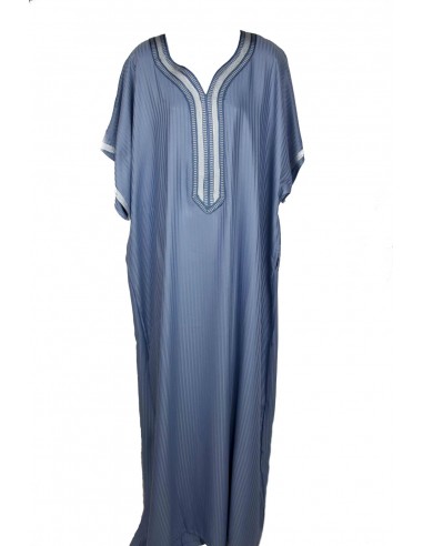 Djellaba pour homme bleu-gris à galon argenté
