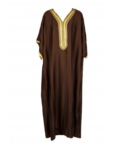 Men's brown djellaba with gold trim