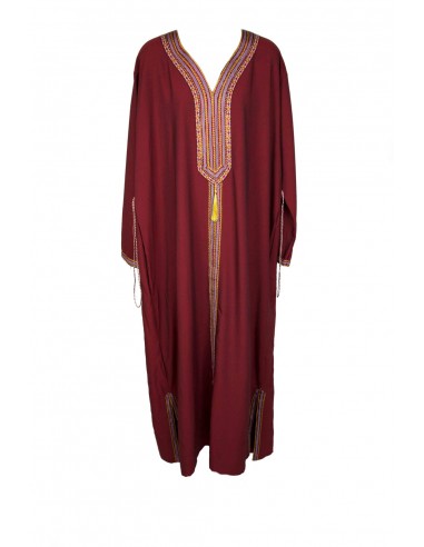 Djellaba pour femme bordeaux à manches longues...