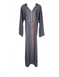 Djellaba pour femme gris anthracite à manches longues et... 2