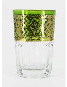 Verre à thé marocain vert – Frise dorée géométrique