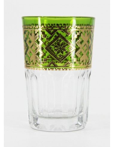 Tea glass gold pattern green