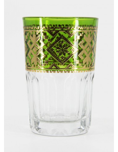 Verre à thé marocain vert – Frise dorée...