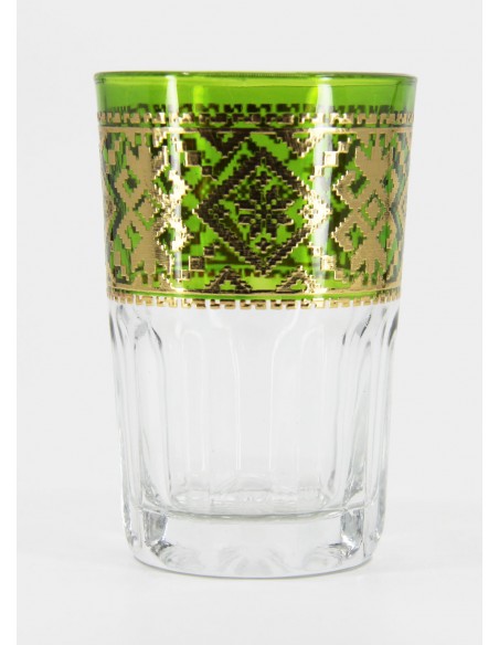 Verre à thé marocain motif doré vert