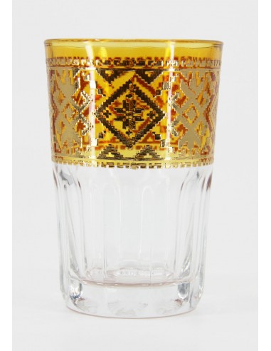 Tea glass gold pattern yellow