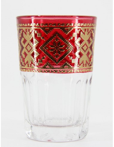 Tea glass gold pattern red