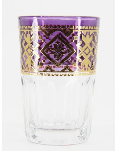 Purple Moroccan Tea Glass – Gold Geometric Band