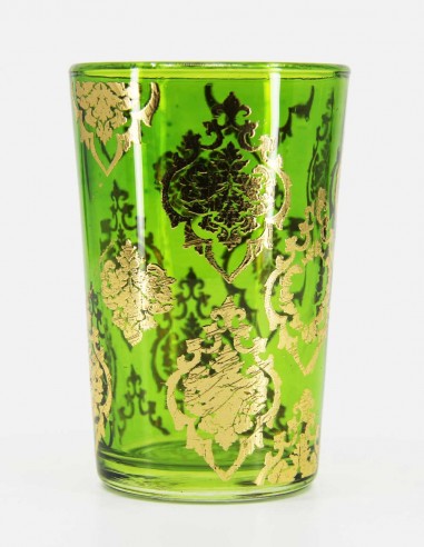 Tea glass gold pattern2 green