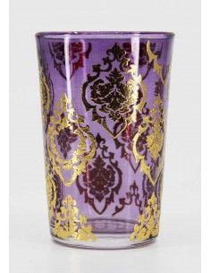 Purple Moroccan Tea Glass – Gold Arabesques