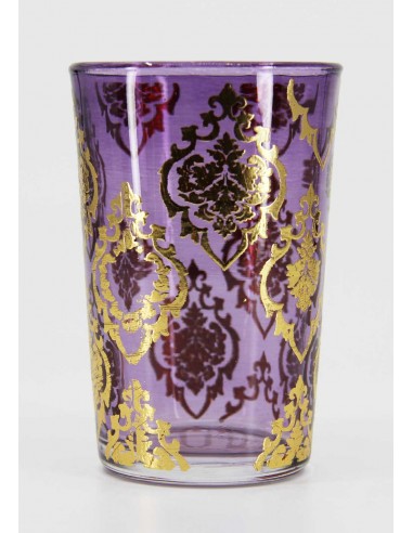 Verre à thé marocain violet – Arabesques dorées