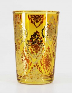 Yellow Moroccan Tea Glass – Gold Arabesques