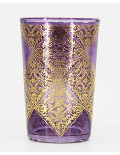 Verre à thé marocain motif3 doré violet