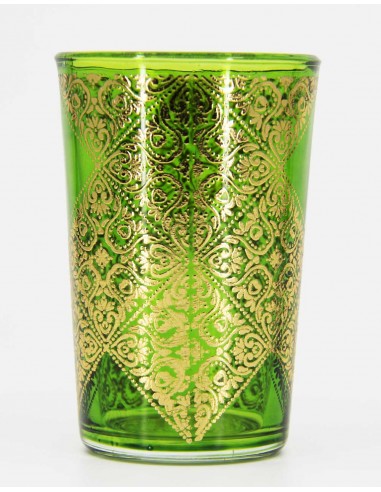 Tea glass gold pattern3 green