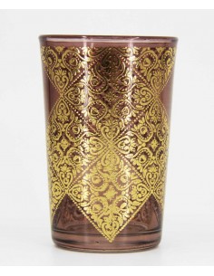 Brown Moroccan Tea Glass – Gold Lace Pattern