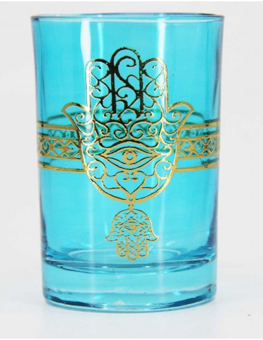 Tea glass gold pattern4 blue