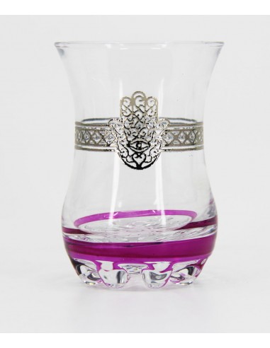 Verre à thé marocain Main de Fatma – Base rose
