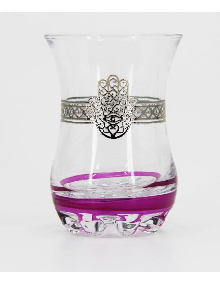 Verre à thé marocain khomsa rose