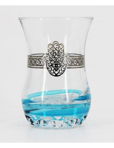 Verre à thé marocain Main de Fatma – Base bleu