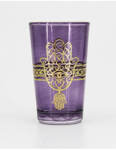 Tea glass gold pattern5 purple