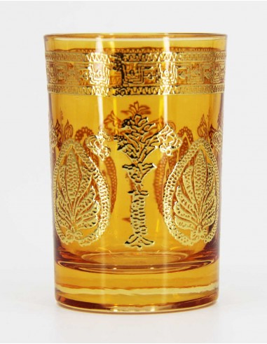 Tea glass gold pattern6 yellow
