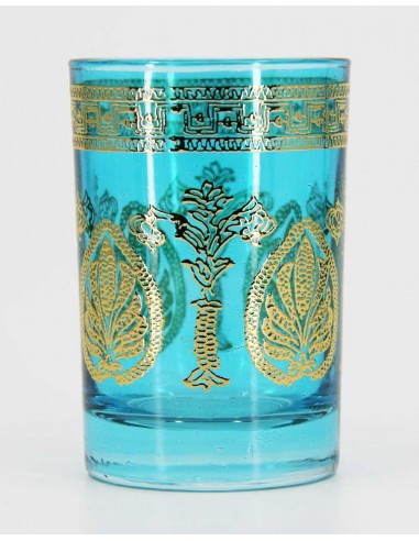 Tea glass gold pattern6 blue