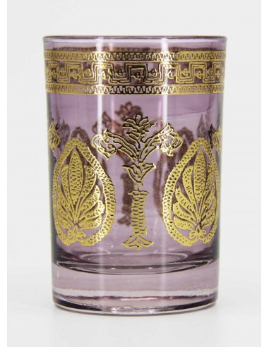 Tea glass gold pattern6 purple