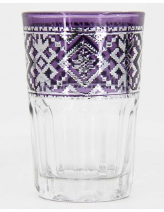 Verre à thé marocain motif argenté violet