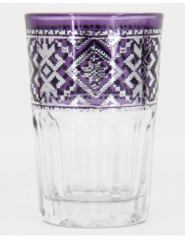 Tea glass silver pattern purple