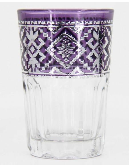 Verre à thé marocain violet – Motif argenté