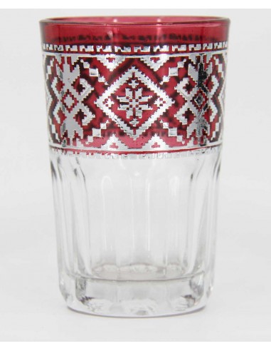 Tea glass silver pattern red