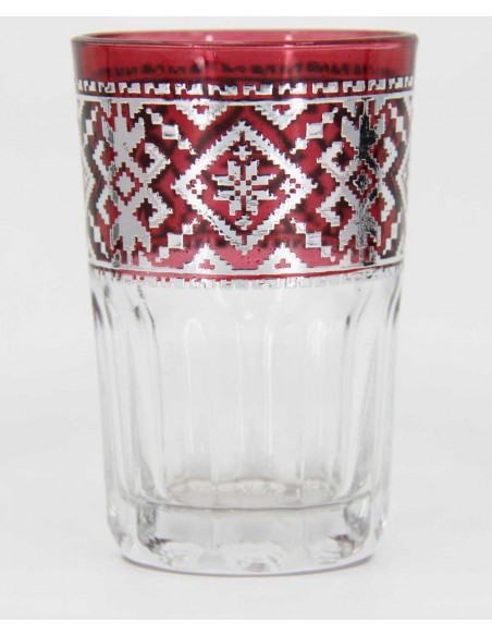 Verre à thé marocain motif silver rouge