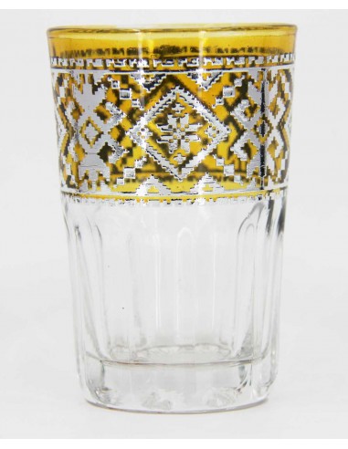 Verre à thé marocain motif silver jaune