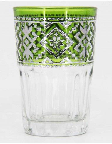 Tea glass silver pattern green