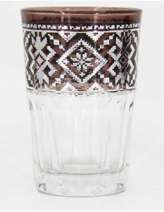 Verre à thé marocain motif argenté marron