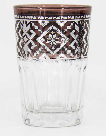 Verre à thé marocain motif argenté marron