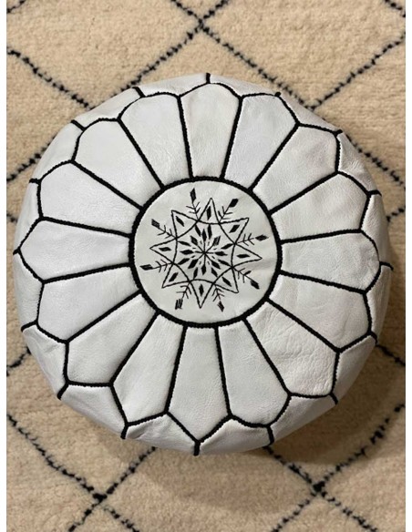 Pouf marocain blanc