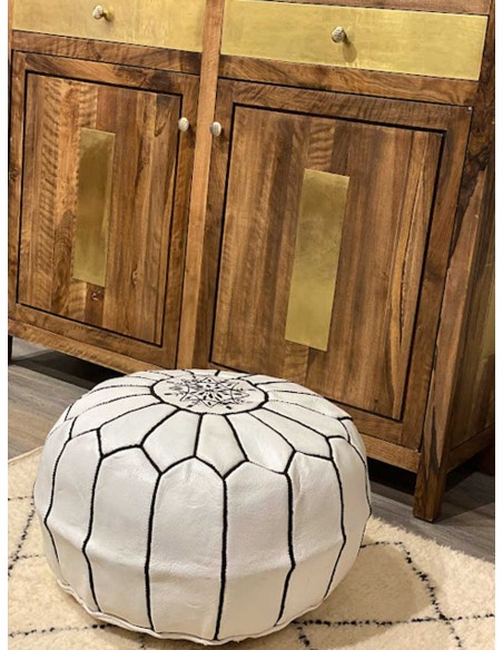 Pouf marocain blanc