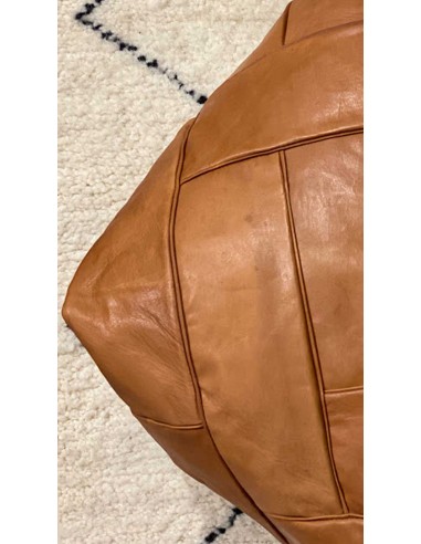 Square Moroccan leather pouf