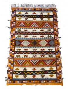 Tapis en laine à rayures orange et motifs berbères, 40 x...