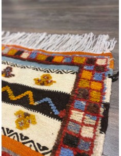 Tapis en laine à rayures orange et motifs berbères, 40 x... 2