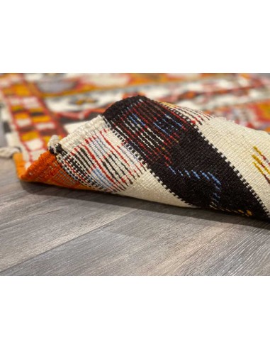 Tapis en laine à rayures orange et motifs...