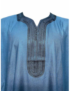 Men's short-sleeve djellaba, petrol blue 2
