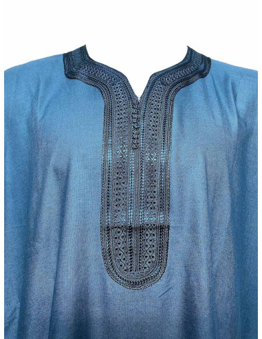 Djellaba pour homme à manches courtes, bleu...